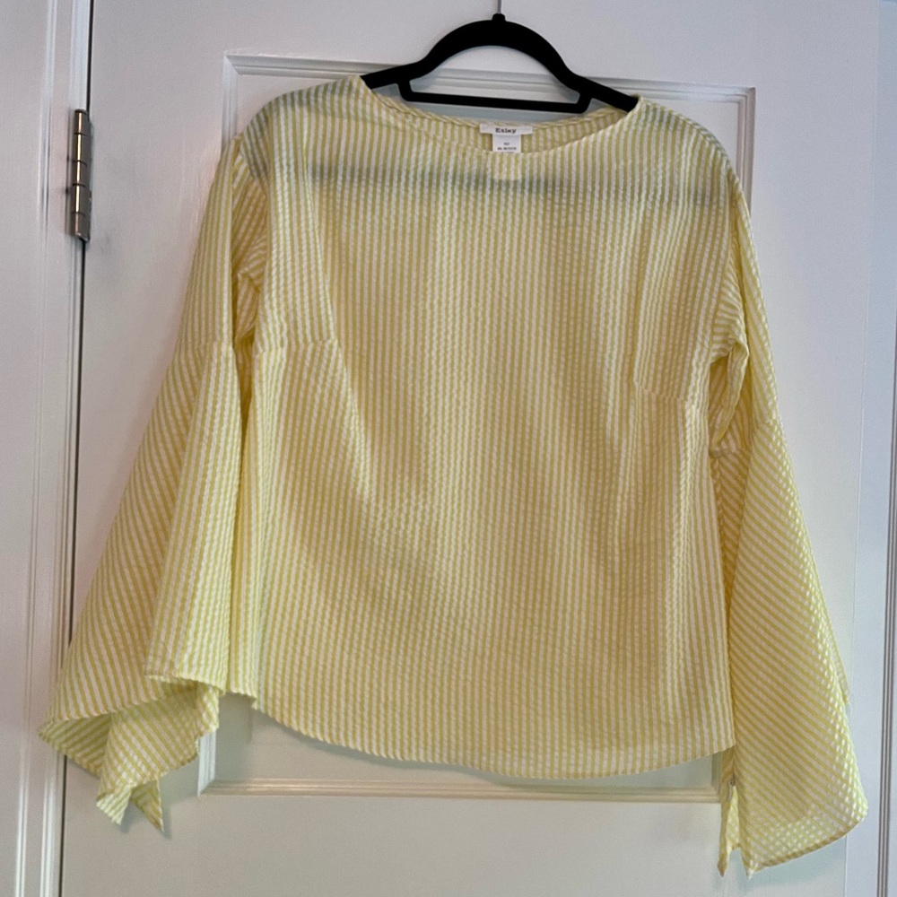 Esley Yellow& White Bell Sleeve Top
